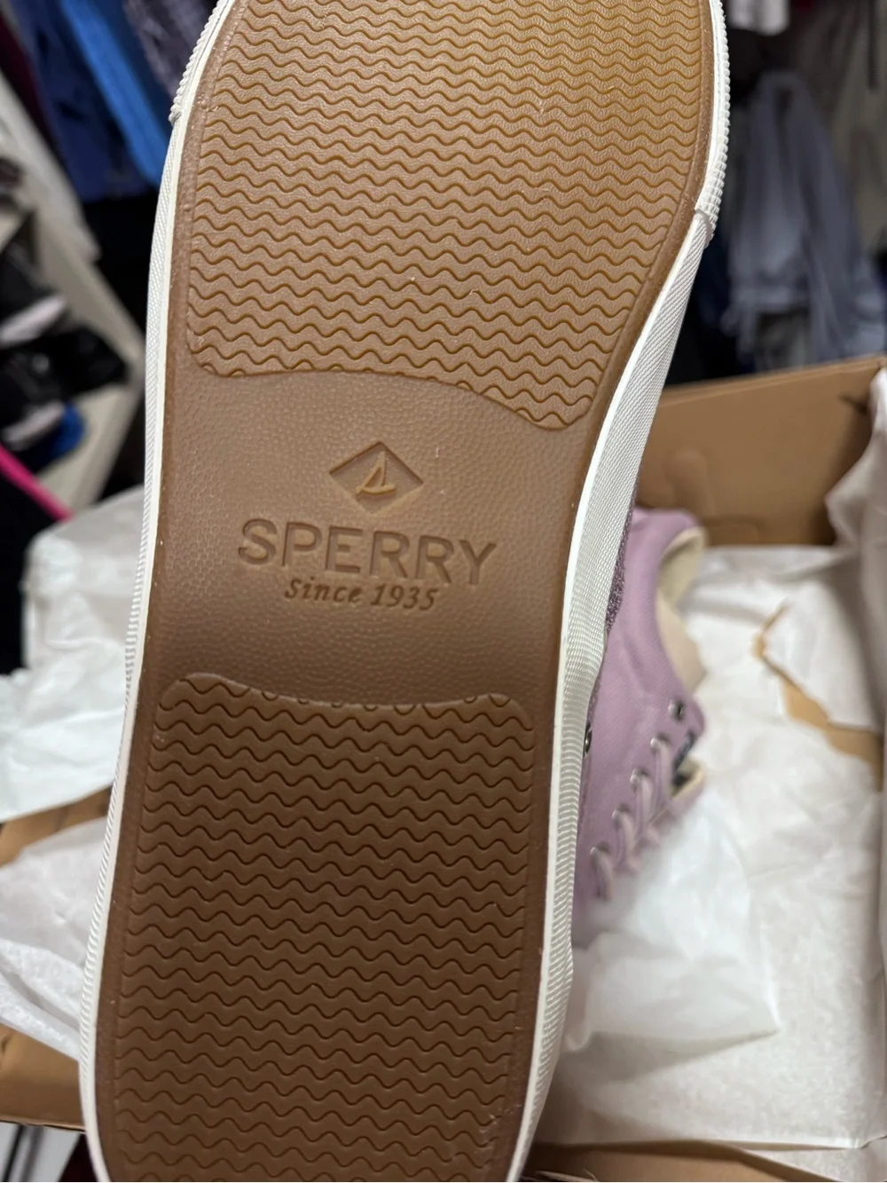 Sperry Men's Canvas Boat Shoes in Dusty Lavender